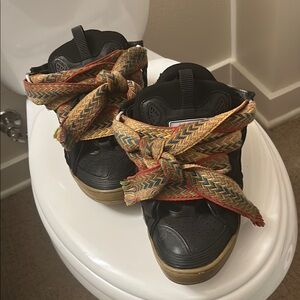 Lanvin Black Sneakers with Multicolor Laces